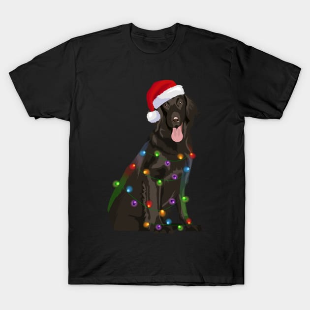 Flat coated Retriever Christmas Lights Xmas T-Shirt by magazin